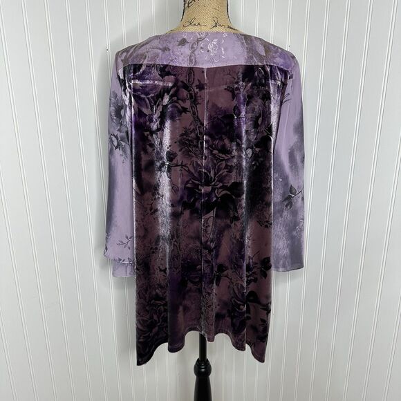 Level Eight Plus Purple Floral Velvet Top Sz 2X? Embellished Witchy Fairy Grunge - Picture 3 of 16